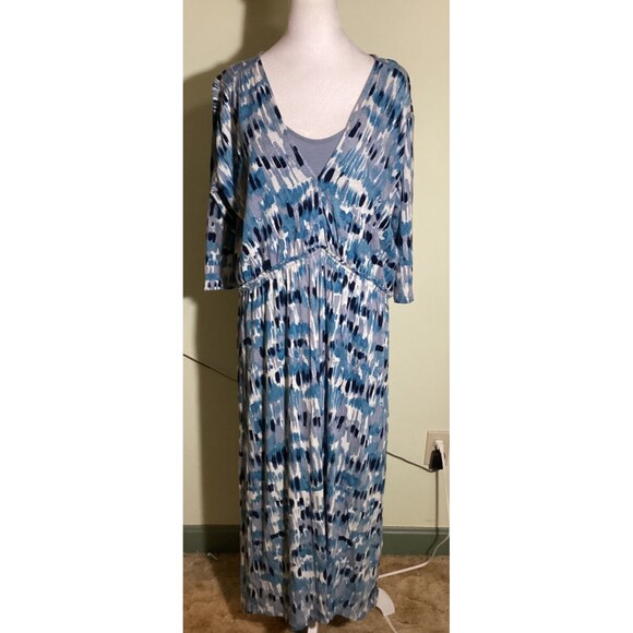 Wrap Designed in London Size 14 Linen Viscose Bohemian Half Sleeve Maxi Dress - Picture 1 of 9